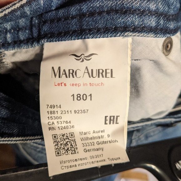 Marc Aurel | Tuxedo Stripe Jeans Euro Size 40 US Size 10 Waist laid flat 16" - Picture 5 of 9